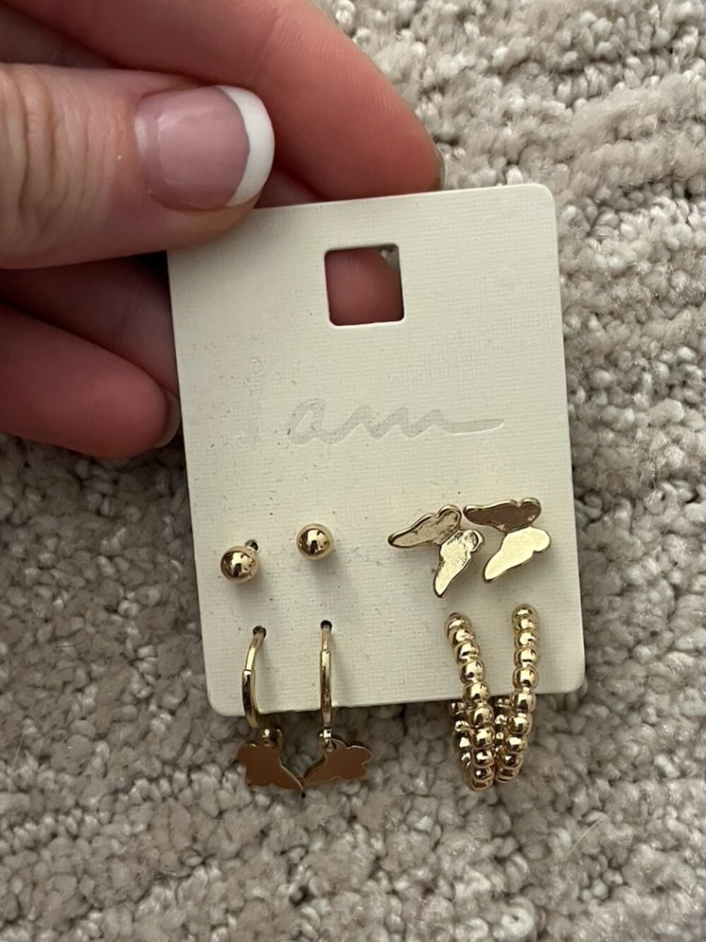4 Pairs Gold Earrings
